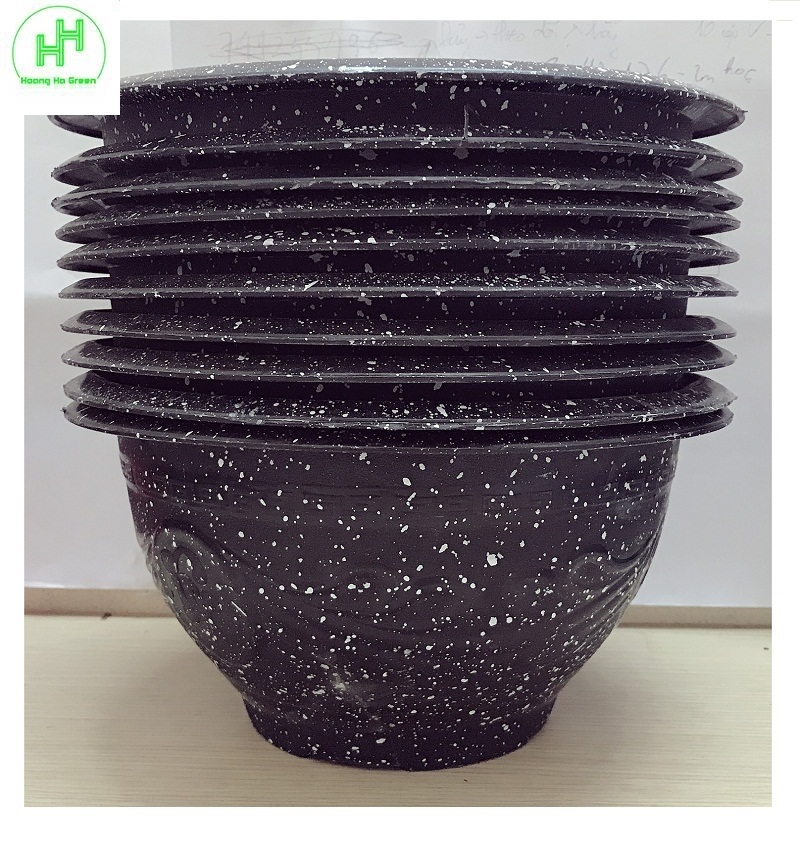 10 Chậu Nhựa Trồng Hoa, Cây Cảnh Giả Đá Đen Trường Hải T28