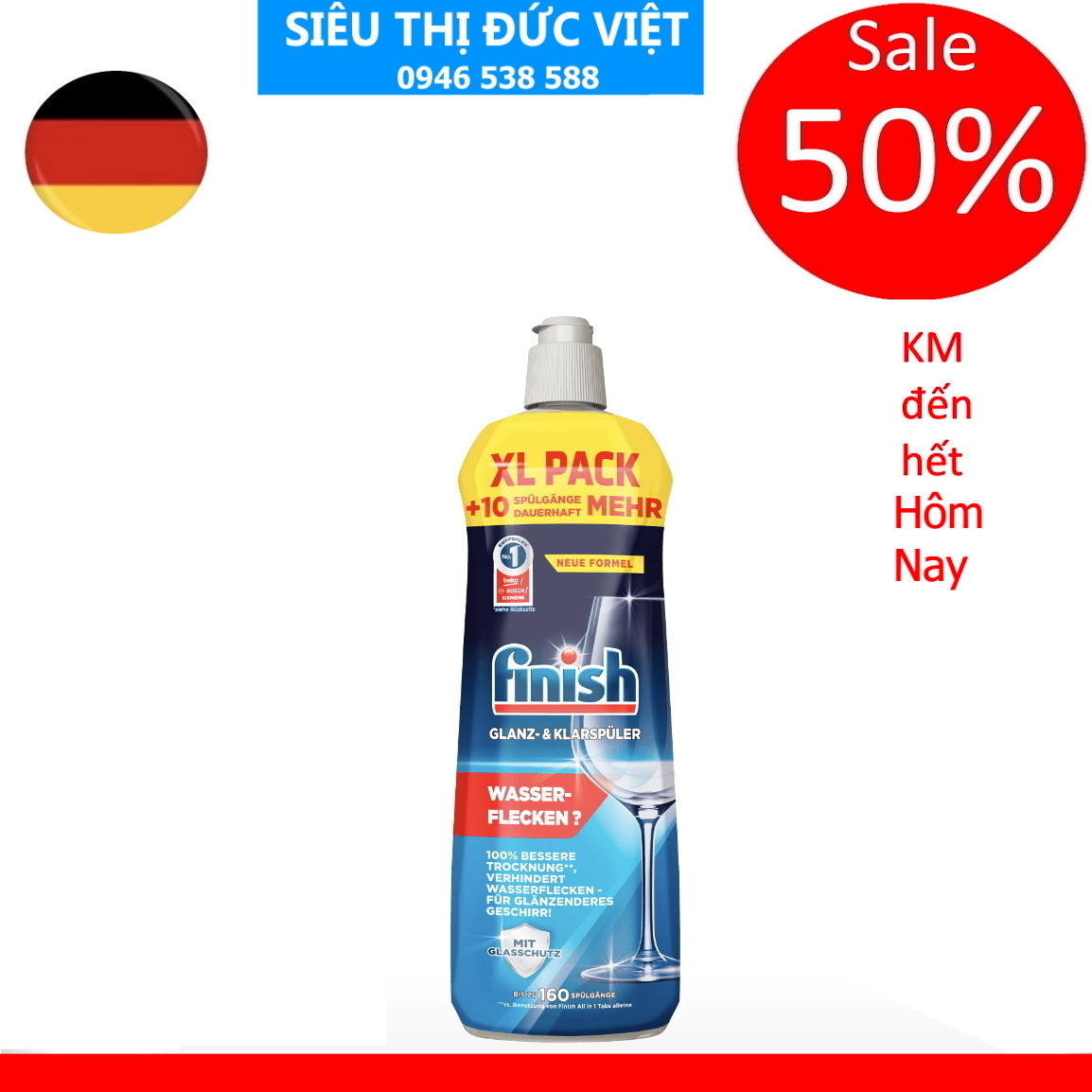 Nước làm bóng Finish Eco 0% 400ml dùng cho máy rửa chén bát, 800ml dung dịch nước làm bóng bát finish hữu cơ an toàn cho sức khỏe 400ml