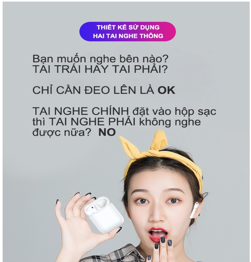 SALE 50% Phiên Bản Cao Cấp Tai Nghe Bluetooth Không Dây Nhét Tai Không Dây I12 V5.0 Có Mic Đàm Thoại Nút Cảm Ứng Âm Thanh HIFI