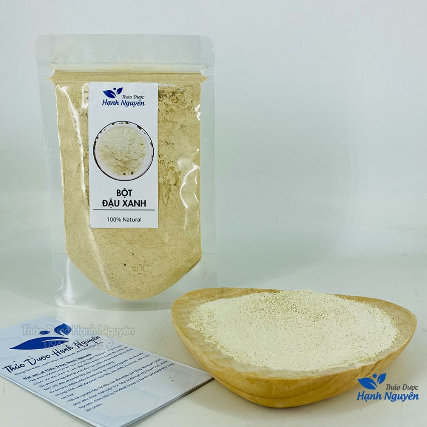 Bột đậu xanh rang thơm 100g, nguyên chất, nghiền mịn, dùng đắp mặt, pha uống, bổ sung chất xơ