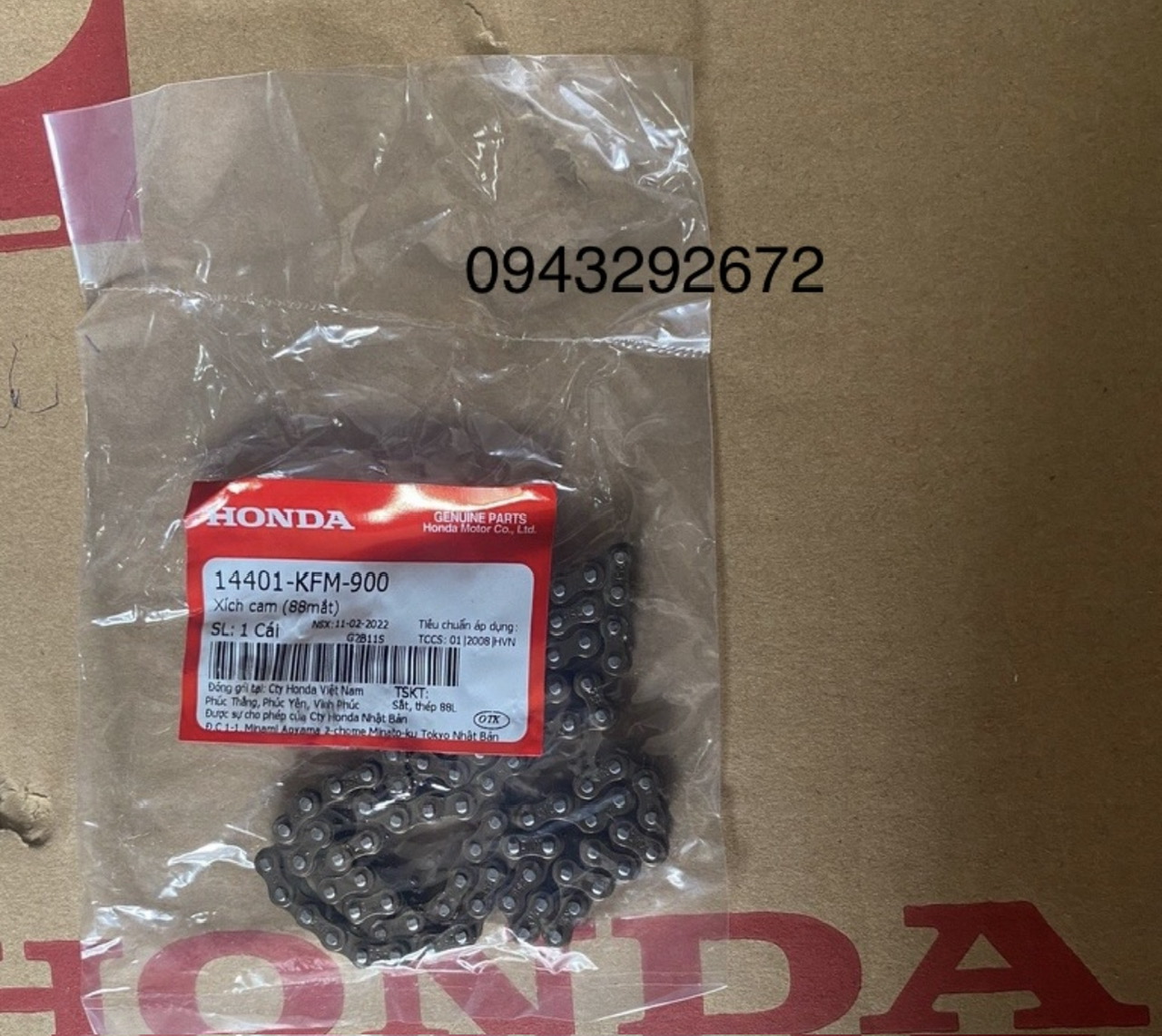 Xích Cam ( 88 mắt ) Dream Việt, Wave 100 Mới (Alpha "A") Honda ( 14401KFM900 )