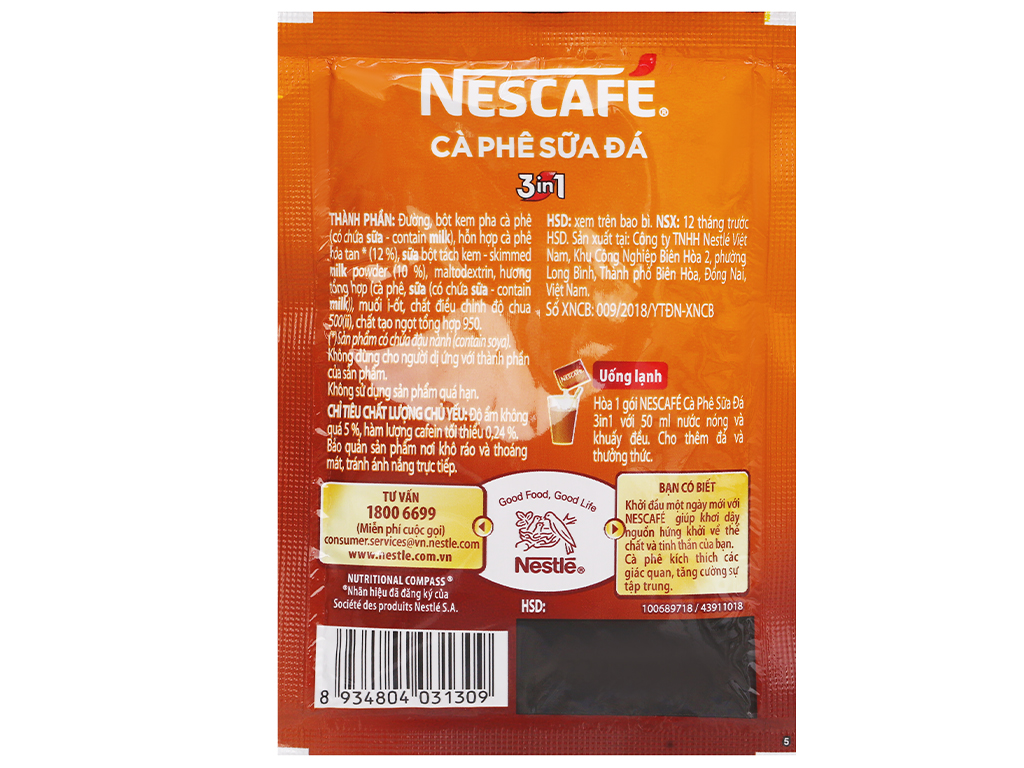 CÀ PHÊ SỮA ĐÁ NESCAFE 3 IN 1-HỘP 500G