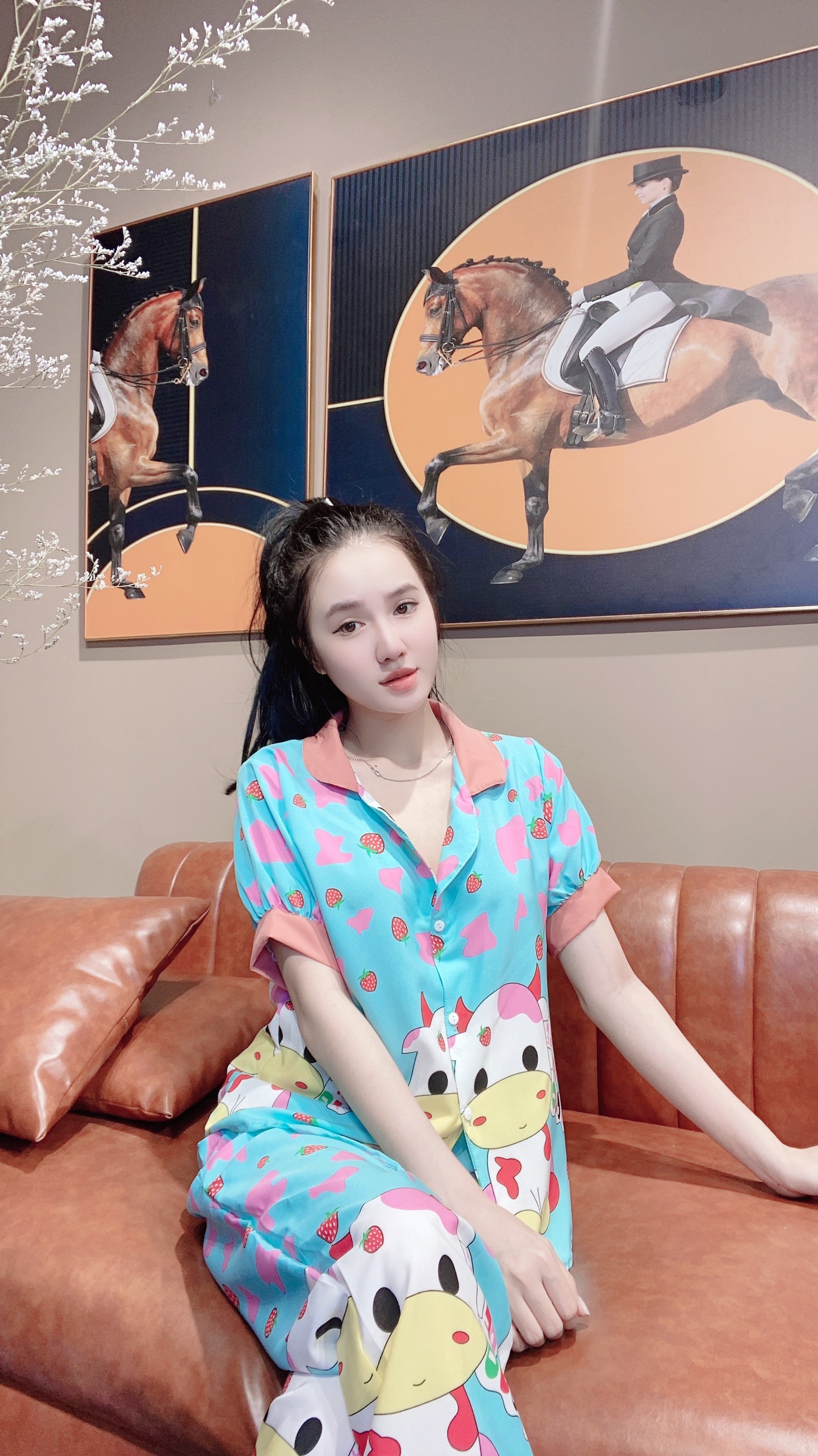 Set Bộ Lụa Hàn Mặc Nhà Siêu Xinh Freesize Dưới 60kg