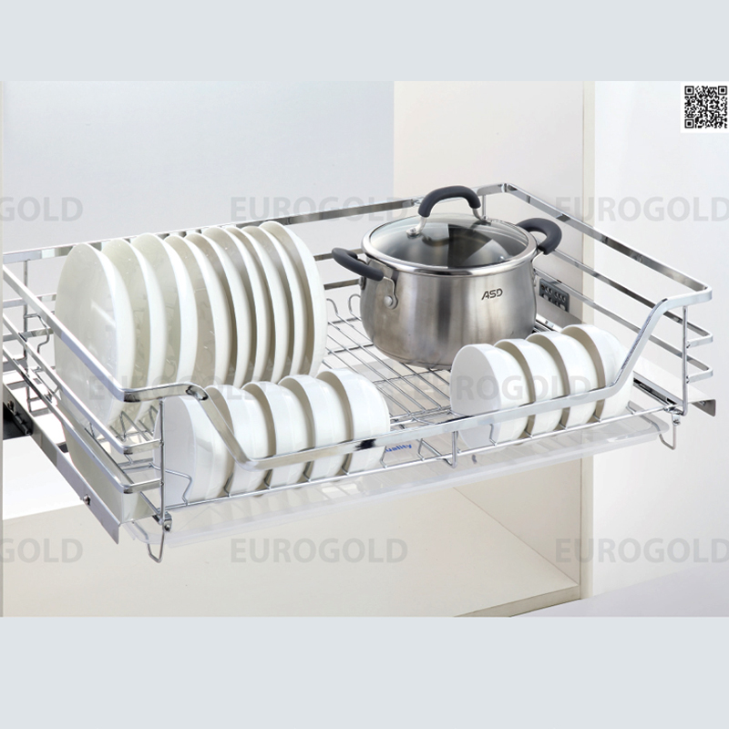 Rack of multi-function pots and pans made of high quality ES stainless steel flat ES of Eurogold