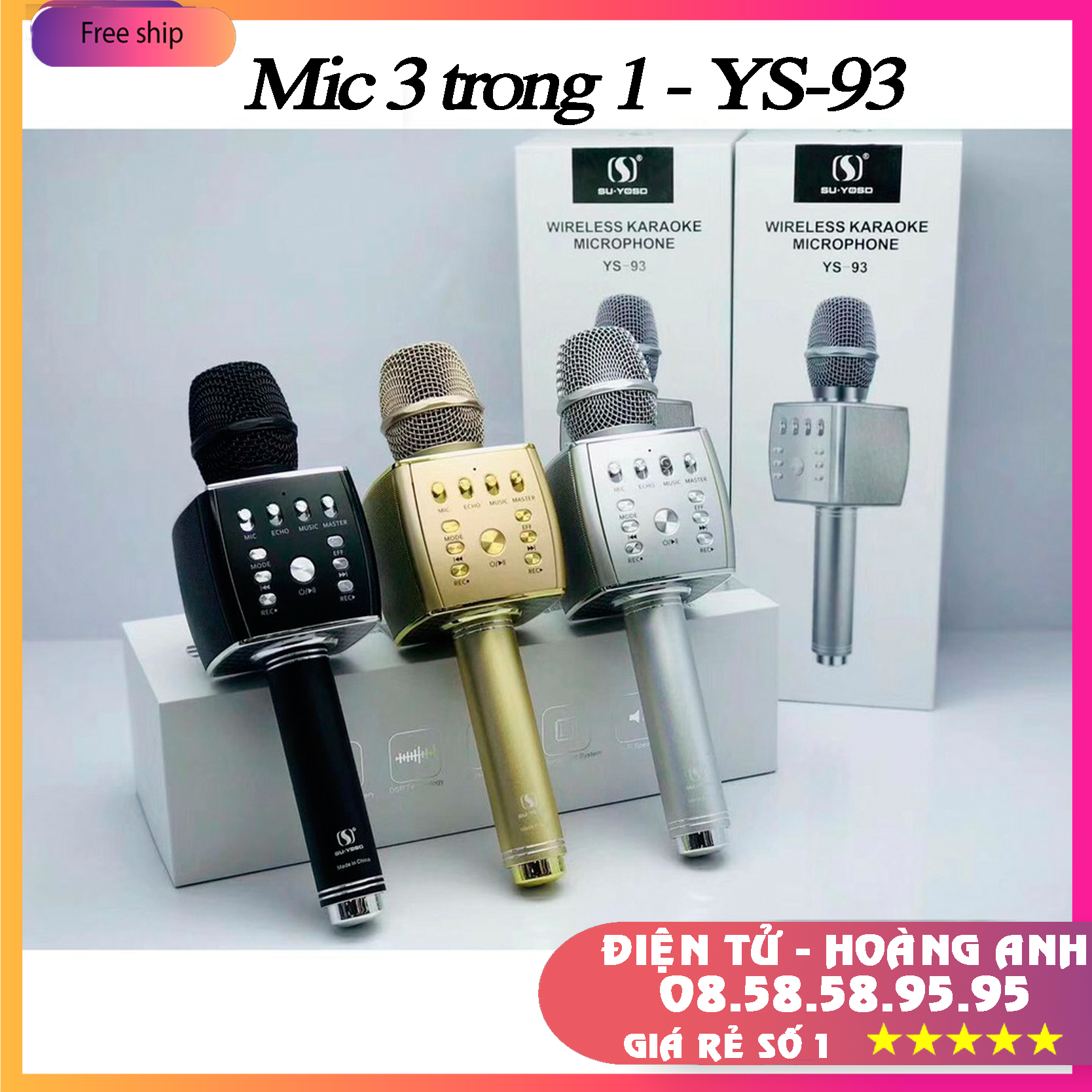 Micro Hát Karaoke L698 (Mic SD08-Sd10-SD17-SD18-YS90-YS91-YS92-YS93-YS95)
