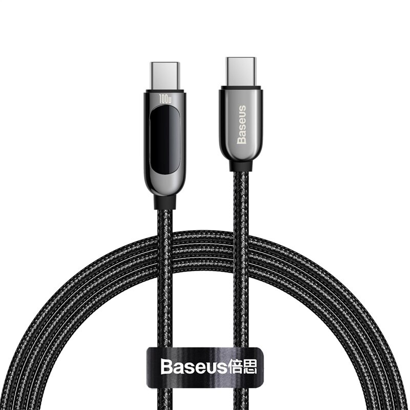 Cáp sạc nhanh baseus pd qc hiển thị thông minh 100w 100cm loại c sang usb c cho macbook pro