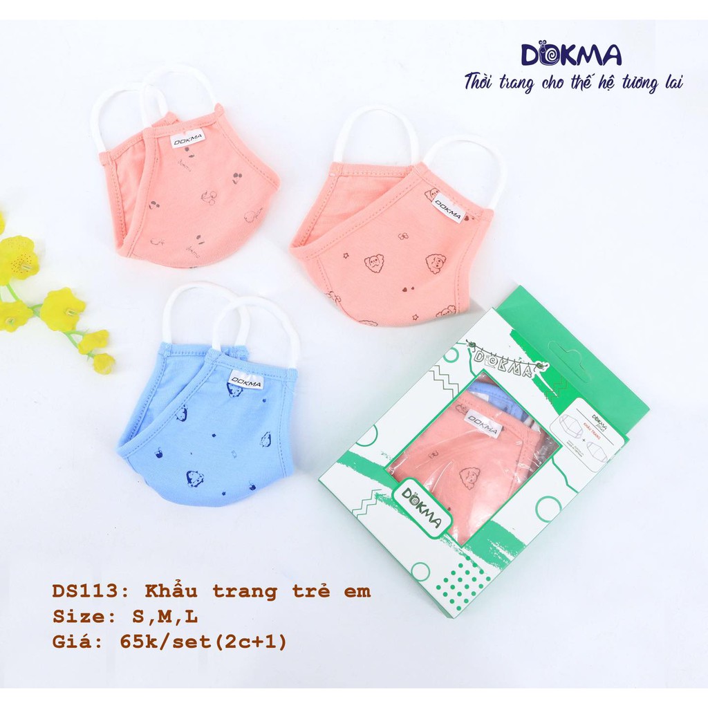 Khẩu trang bé trai, bé gái Dokma (hộp 3 chiếc màu ngẫu nhiên)