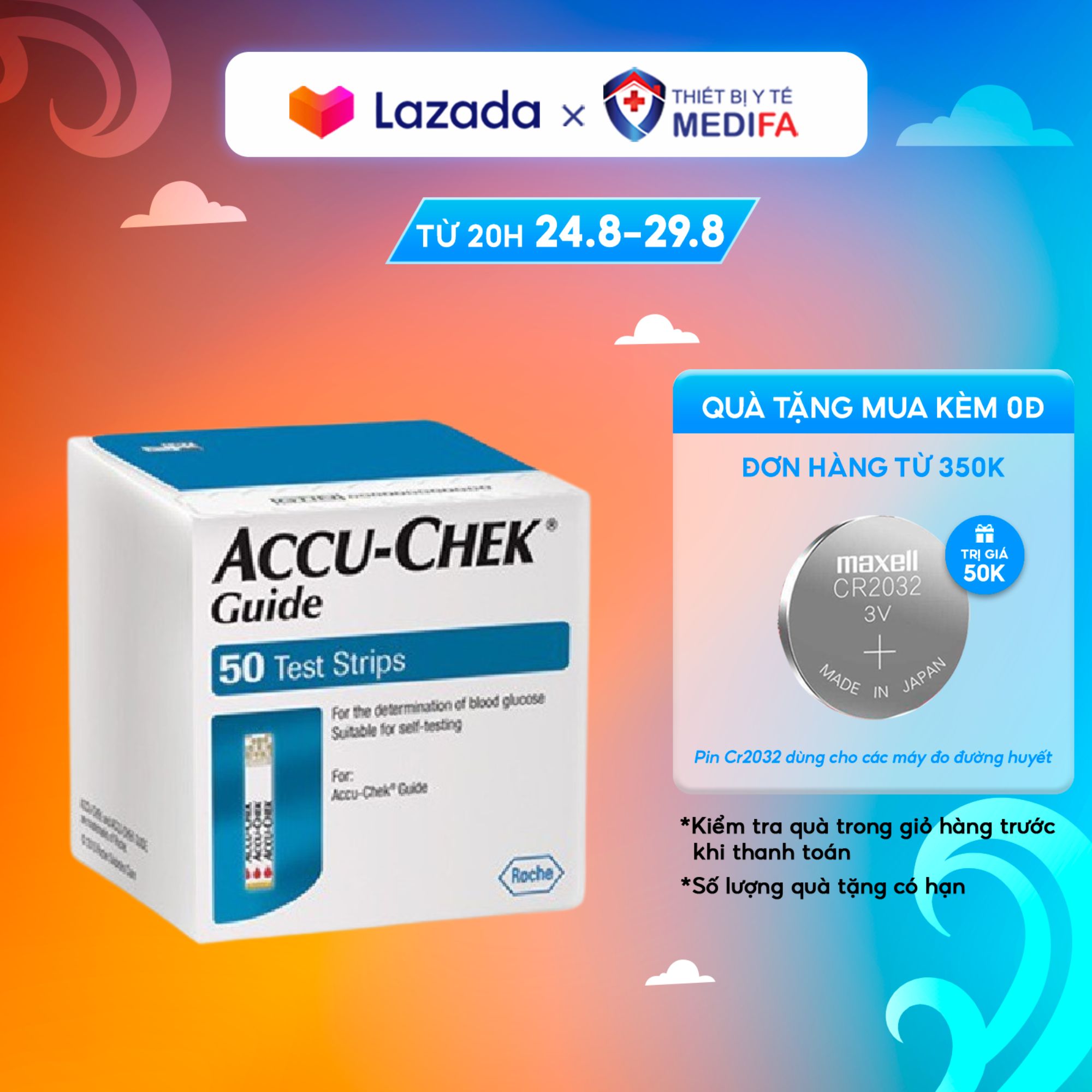 Hộp 50 que thử đường huyết accu chek guide - hàng chính hãng roche, sx tại mỹ