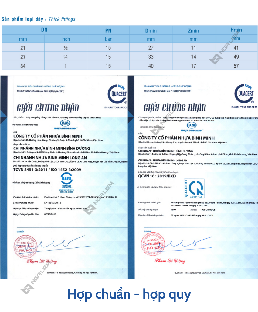 Co Nhựa Bình Minh (các cỡ 90, 114, 168, 220) [GIÁ TỐT NHẤT THỊ TRƯỜNG]
