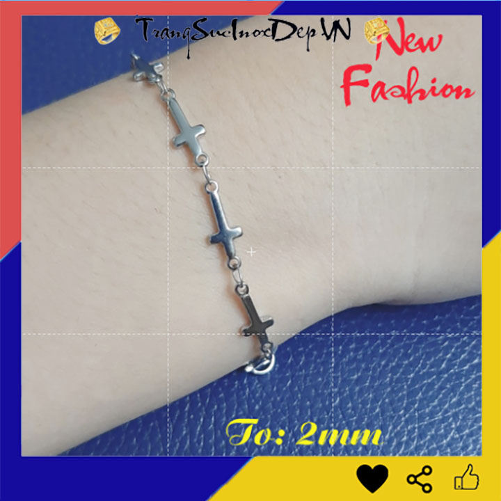 Vòng tay inox chuỗi thánh giá nhỏ nhắn 2mm siêu dễ thương