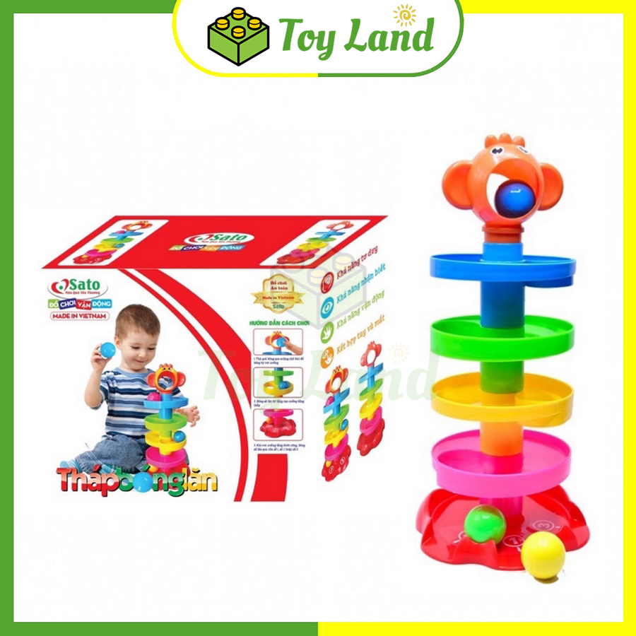 Đồ chơi thả bóng bé yêu sato89 sato007 tháp bóng lăn qua lỗ bóng rổ tháp thang xoắn vui nhộn cho bé vận động