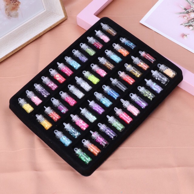 Set 48 Lọ Kim Tuyến Nhiều Màu Sắc Hình Dạng Trang Trí Nail, Đính Móng, Thiệp, Slime, Làm Thủ Công DIY Handmade Resin - Trường Thịnh Sài Gòn