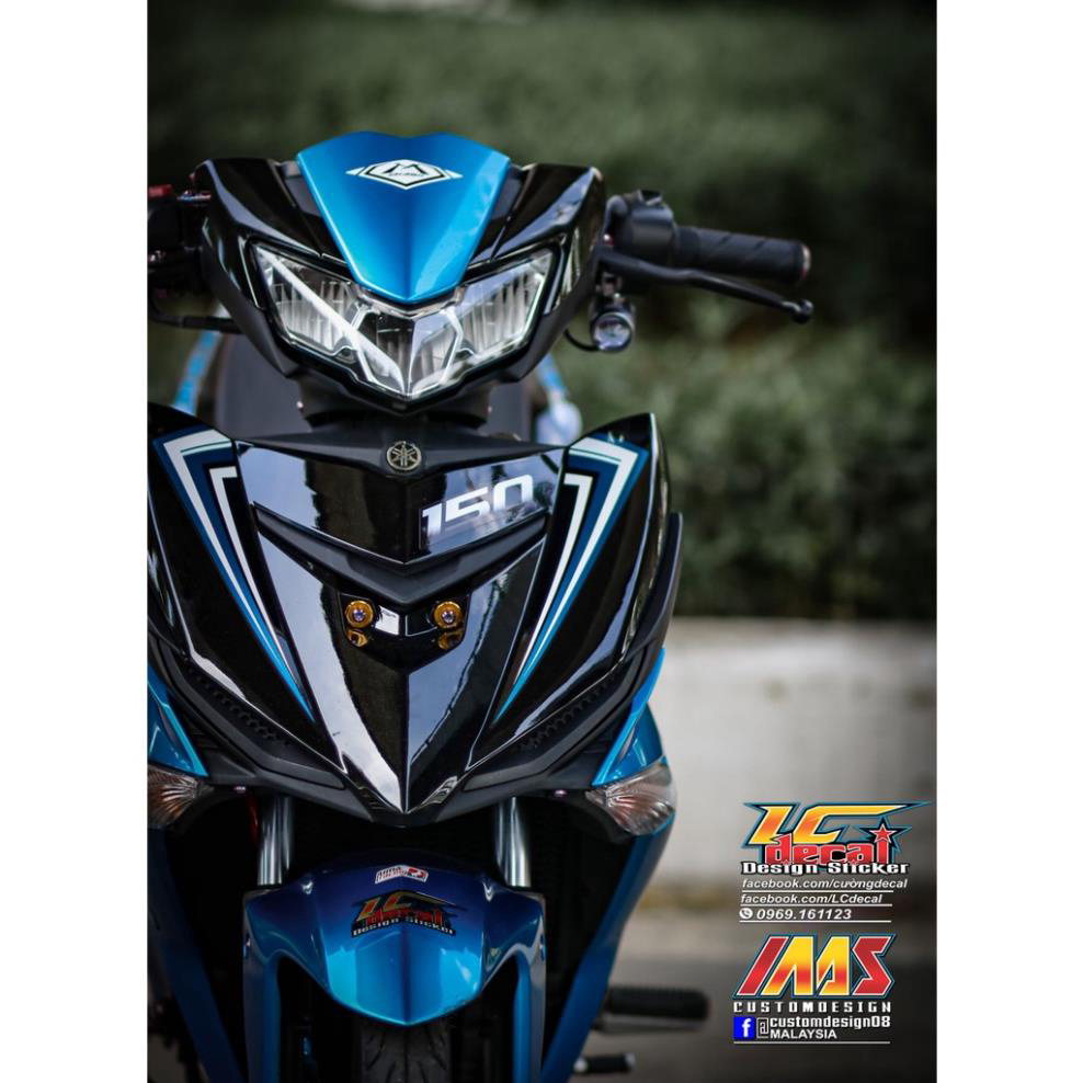 Tem rời dán xe exciter 150 mẫu mx king xanh đen trắng