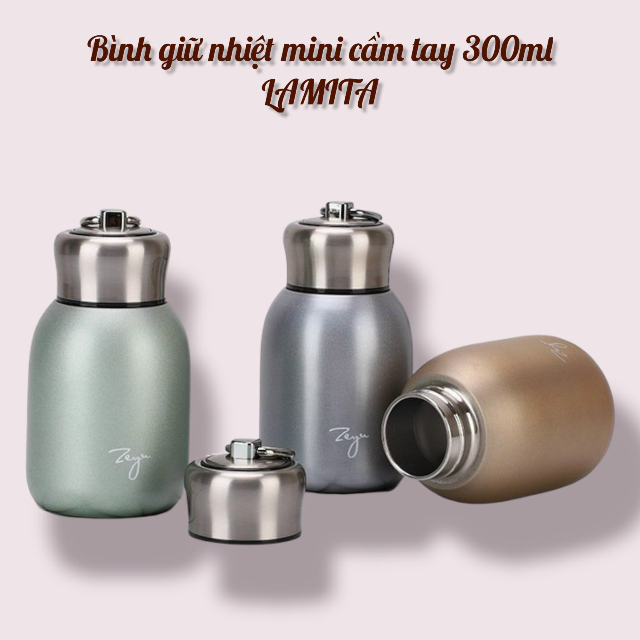 Bình giữ nhiệt mini cầm tay cao cấp 300ml  BGN1,Cốc Chân Không Cách Nhiệt Bằng Thép Không Gỉ LAMITA