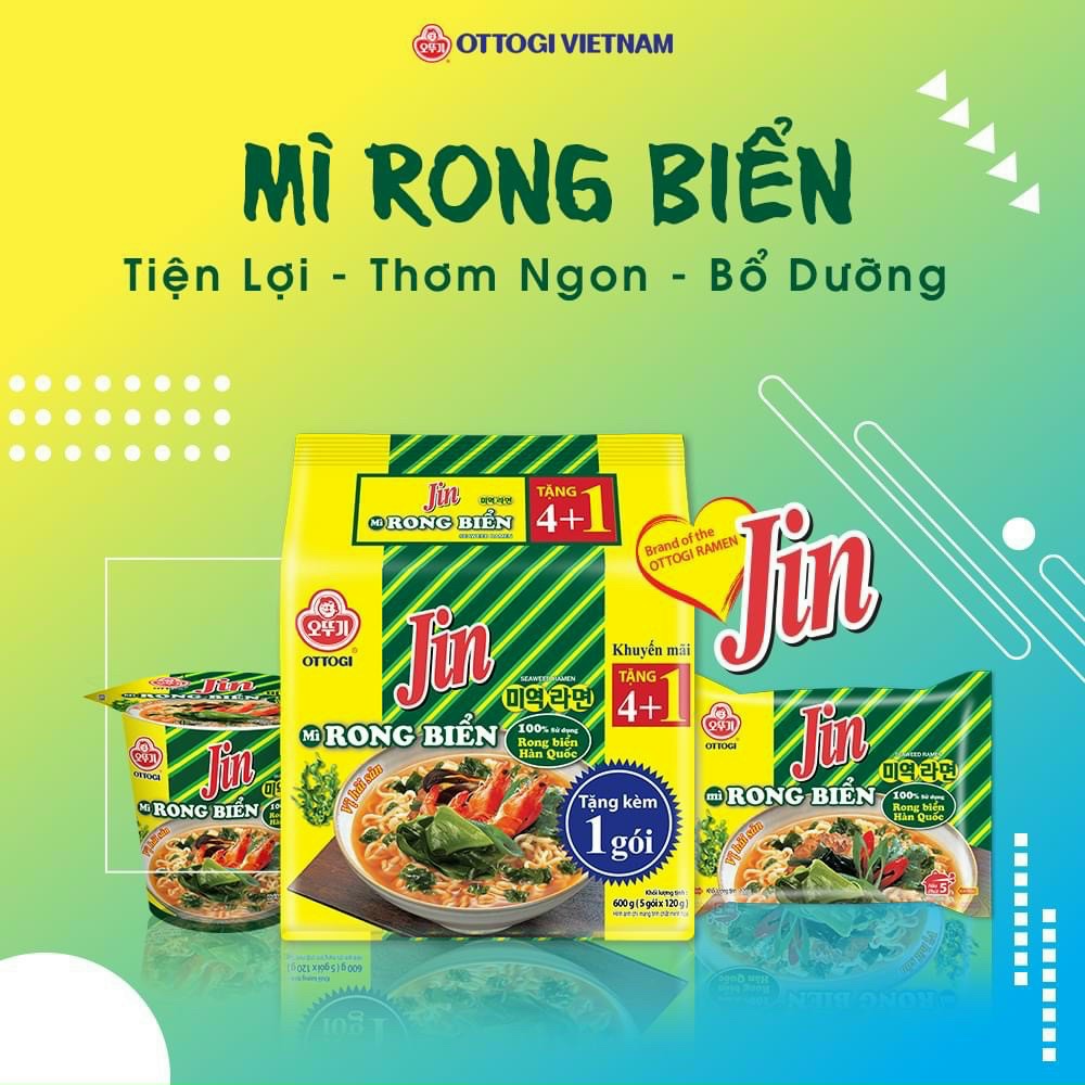 Lốc 5 gói mì rong biển Jin Ottogi 120gr