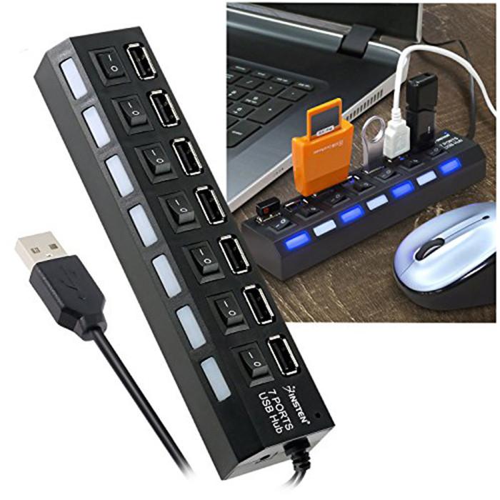 Hub usb công tắc 7 cổng (Đen)