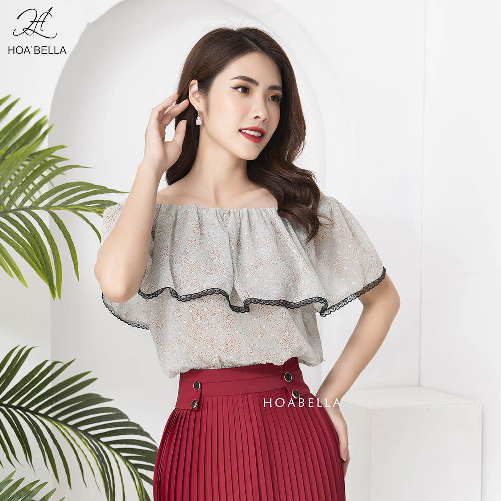 Áo Kiểu Nũ HOABELLA Chất Voan Phối Ren Mềm Mát (MA86)