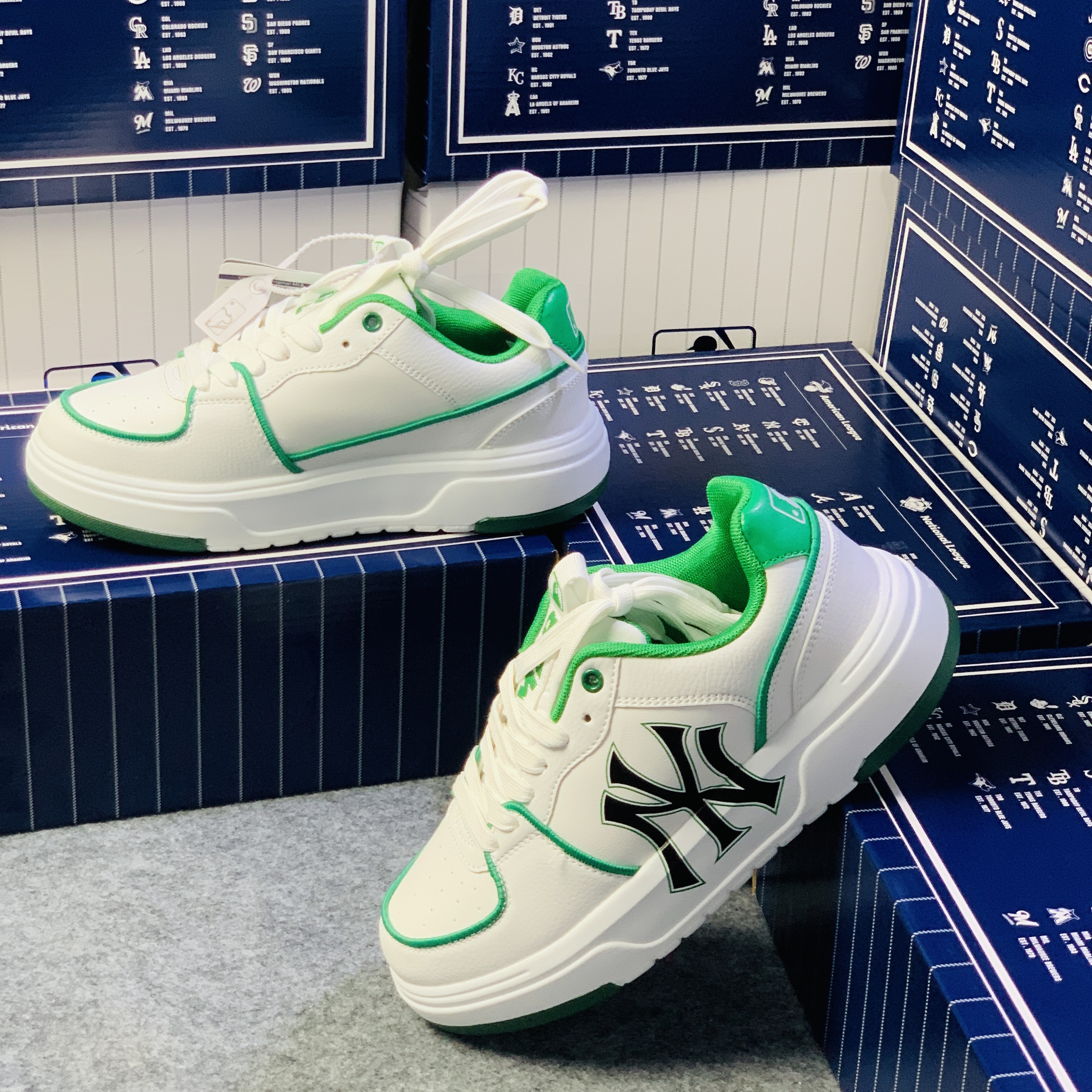 Giày Sneaker Chunky Liner White / Green Nam Giày Sneaker Độn Đế Hack Chiều Cao