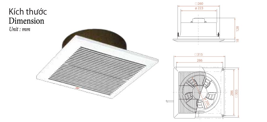 Quạt hút gắn trần KDK 20CQT1