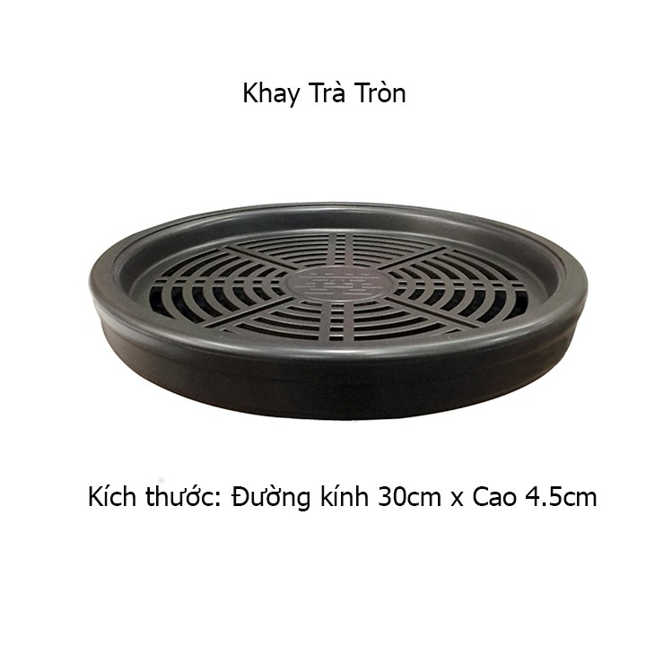 Khay trà đựng ấm chén nhựa giả gỗ cao cấp