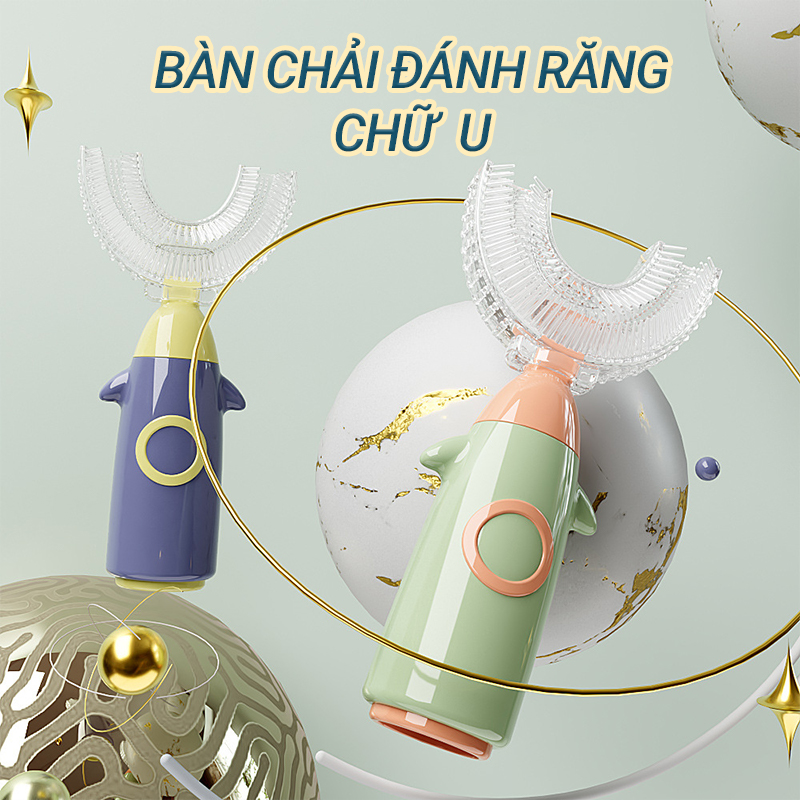 Bàn chải đánh răng cho bé, bàn chải chữ U silicon