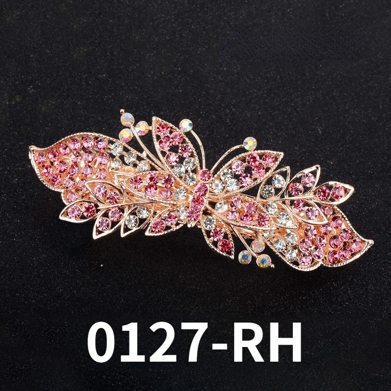 Colorful Headdress Rhinestone Butterfly Hairpin Spring Clip Elegant Ladies Hair Accessories