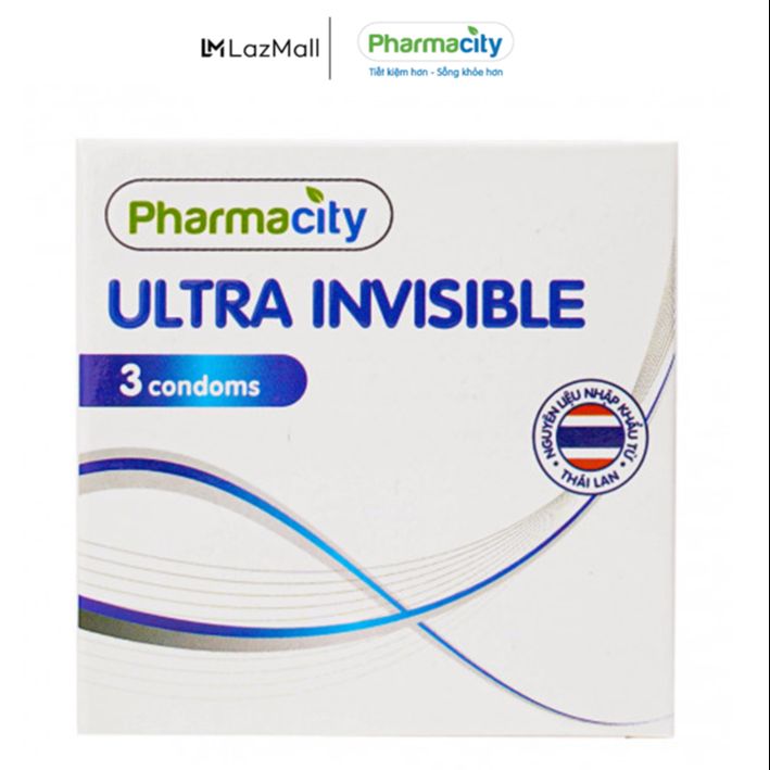 Bao cao su siêu mỏng Pharmacity Ultra Invisible (3 cái/hộp)