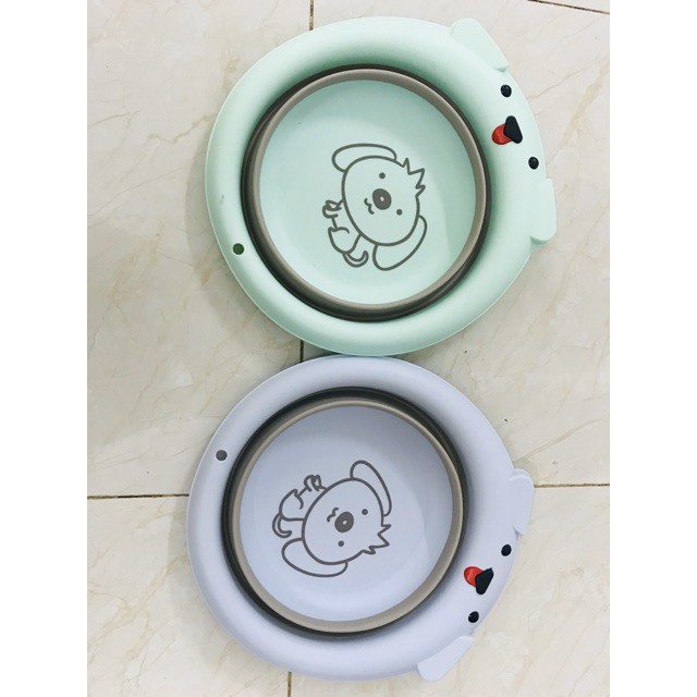 Chậu rửa mặt silicon gấp gọn đa năng cho bé - Siêu dễ thương