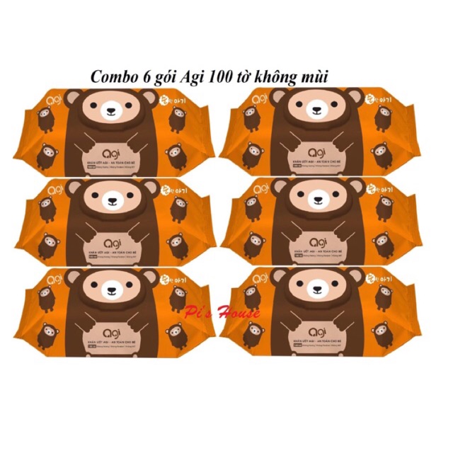 (Hcm) Combo 6 Gói Khăn Ướt Agi 100 Tờ (Không Quà)