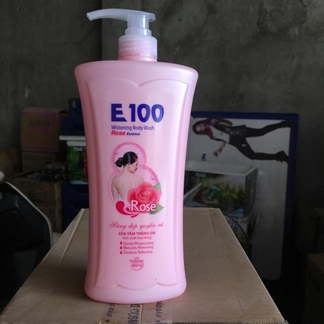Sữa tắm trắng dưỡng da E100 tinh chất hoa hồng 1200ml