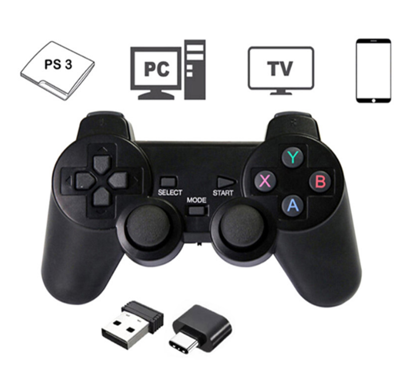 KWB Tay cầm chơi game điều khiển cần điều khiển kép không dây 2.4GHz Tay cầm chơi game cho PS3 PC TV Box