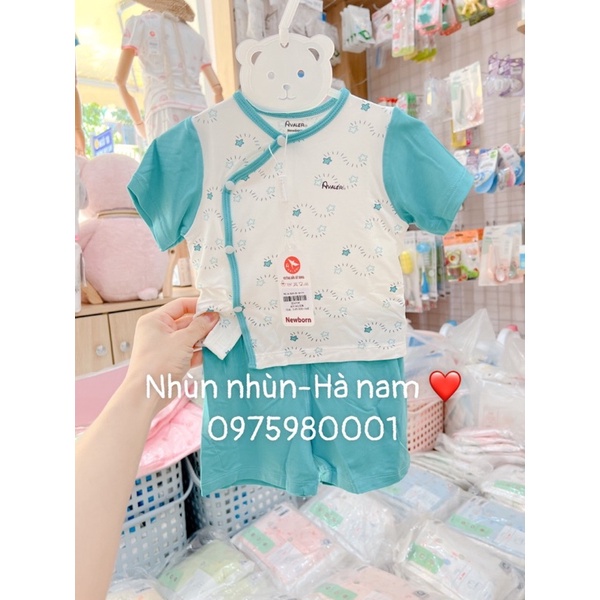 Bộ quần áo cho bé, Avaler cộc tay, Bộ sơ sinh cộc tay cài lệch bé trai bé gái chất sợi tre size nb-12m,