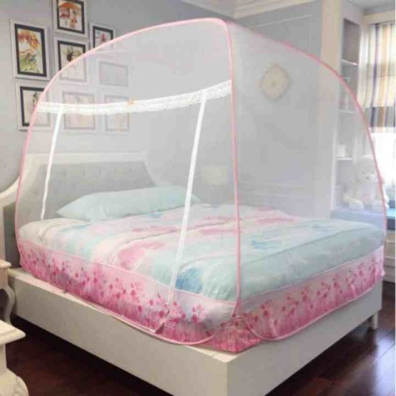 (Hàng 2 cửa) Màn chụp tự bung đỉnh rộng cường an có chân viền vải cao cấp