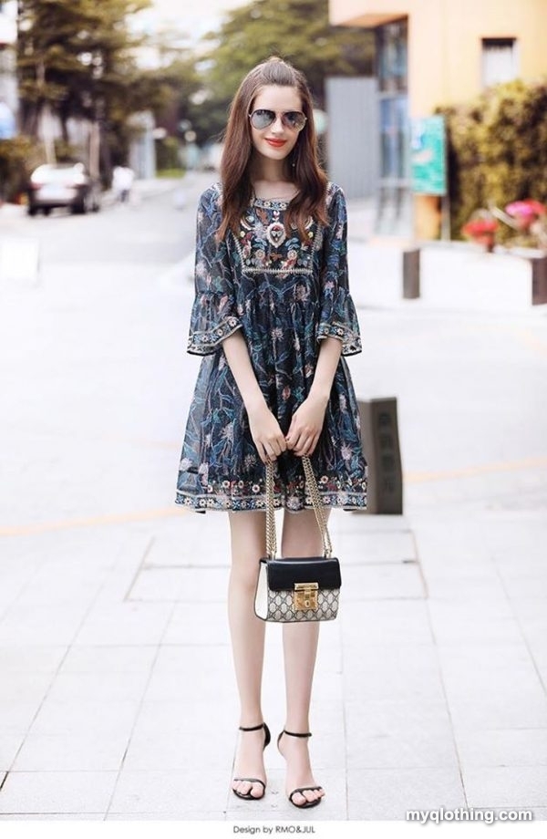 Đầm hàng hiệu RMO suông thêu xịn sò
