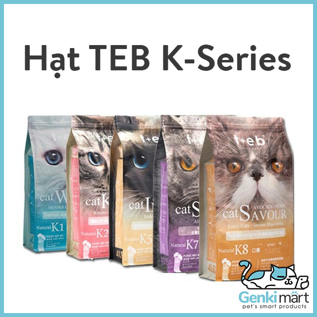 Thức ăn cho mèo hạt Teb K-Series cao cấp (K2, K5, K7, K8)