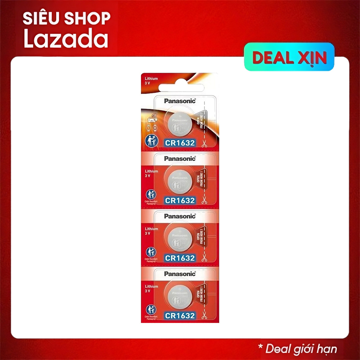 Bộ 4 Pin Panasonic CR1632 Lithium 3V / DL1632 / ECR1632 / GPCR1632