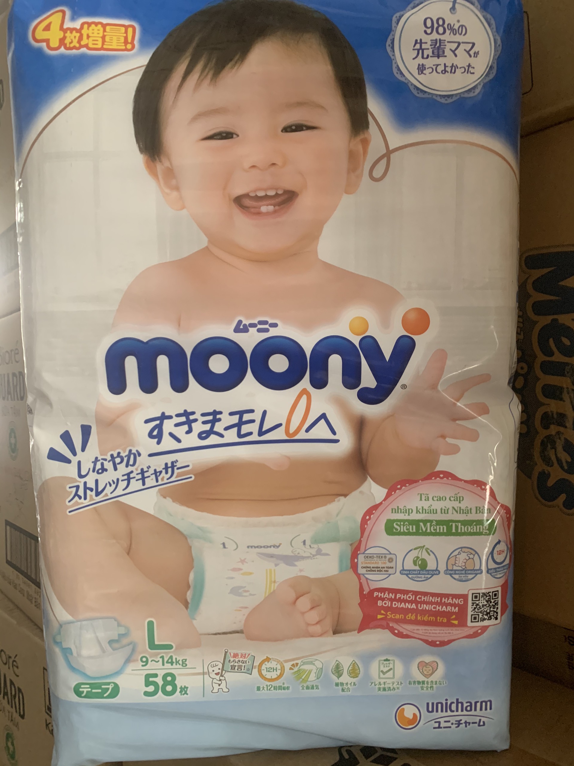 Tã Dán Moony Nhật L 54/58 Miếng (dành cho bé 9-11 ký) SHOP BE DAU TAY