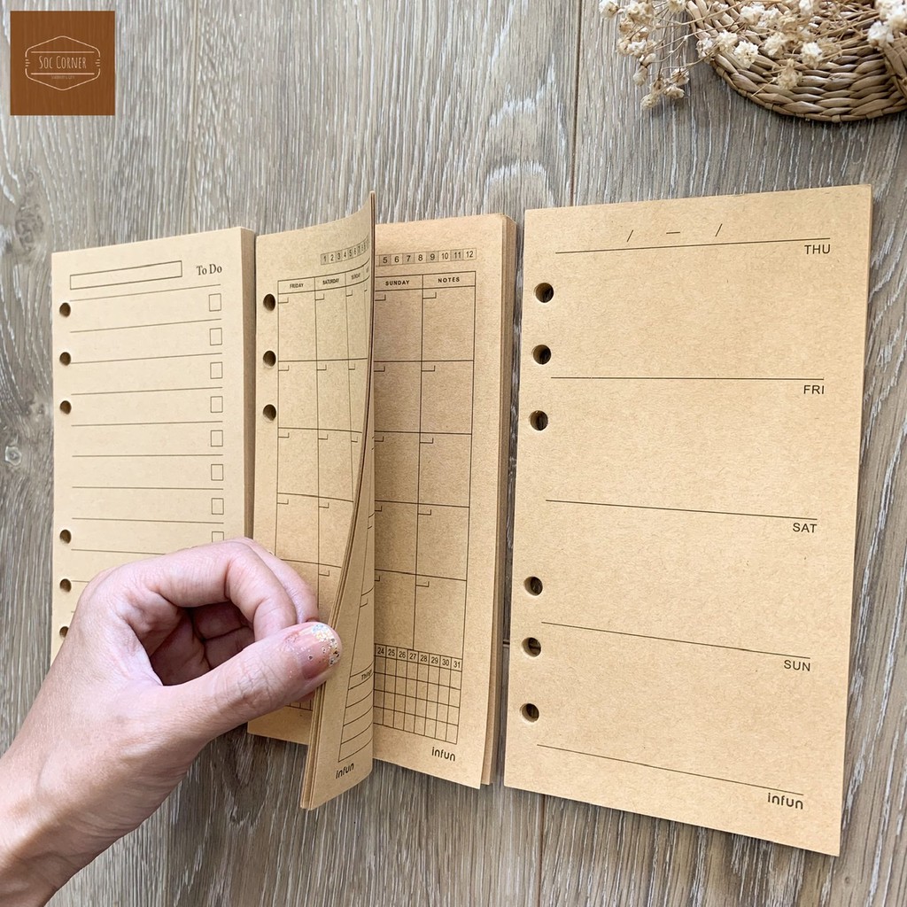[HCM]Giấy refill A6 giấy Kraft cho sổ còng 6 lỗ