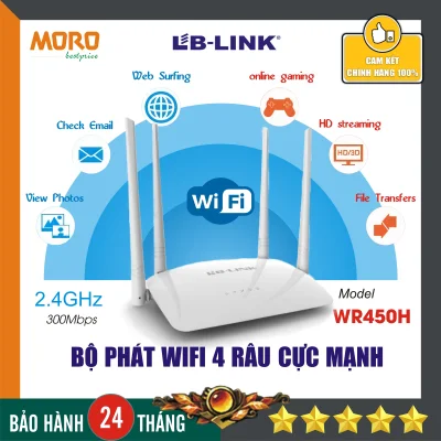 Bộ phát sóng wifi 4 râu cực mạnh LB-LINK BL-WR450H - Hàng chính hãng bảo hành 24 tháng!!!