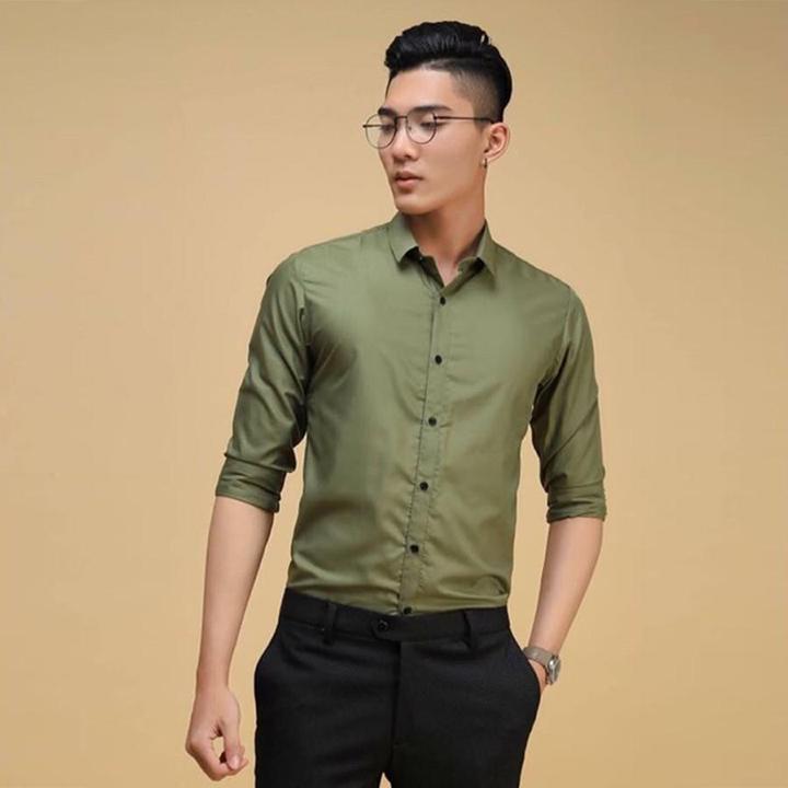 Áo sơ mi nam trơn màu tím đậm