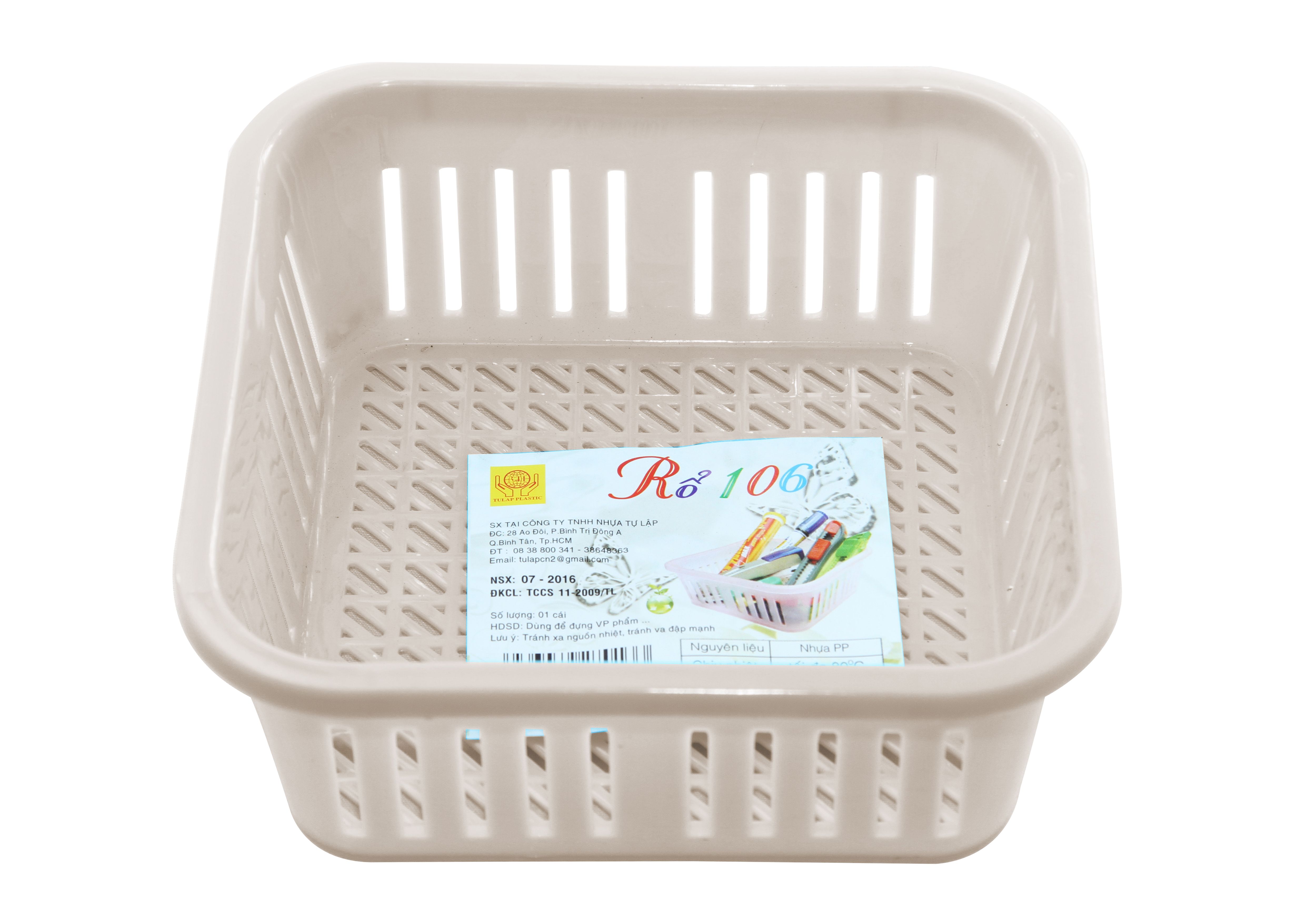 Rổ nhựa vuông nhựa TỰ LẬP TL106 - 16cm