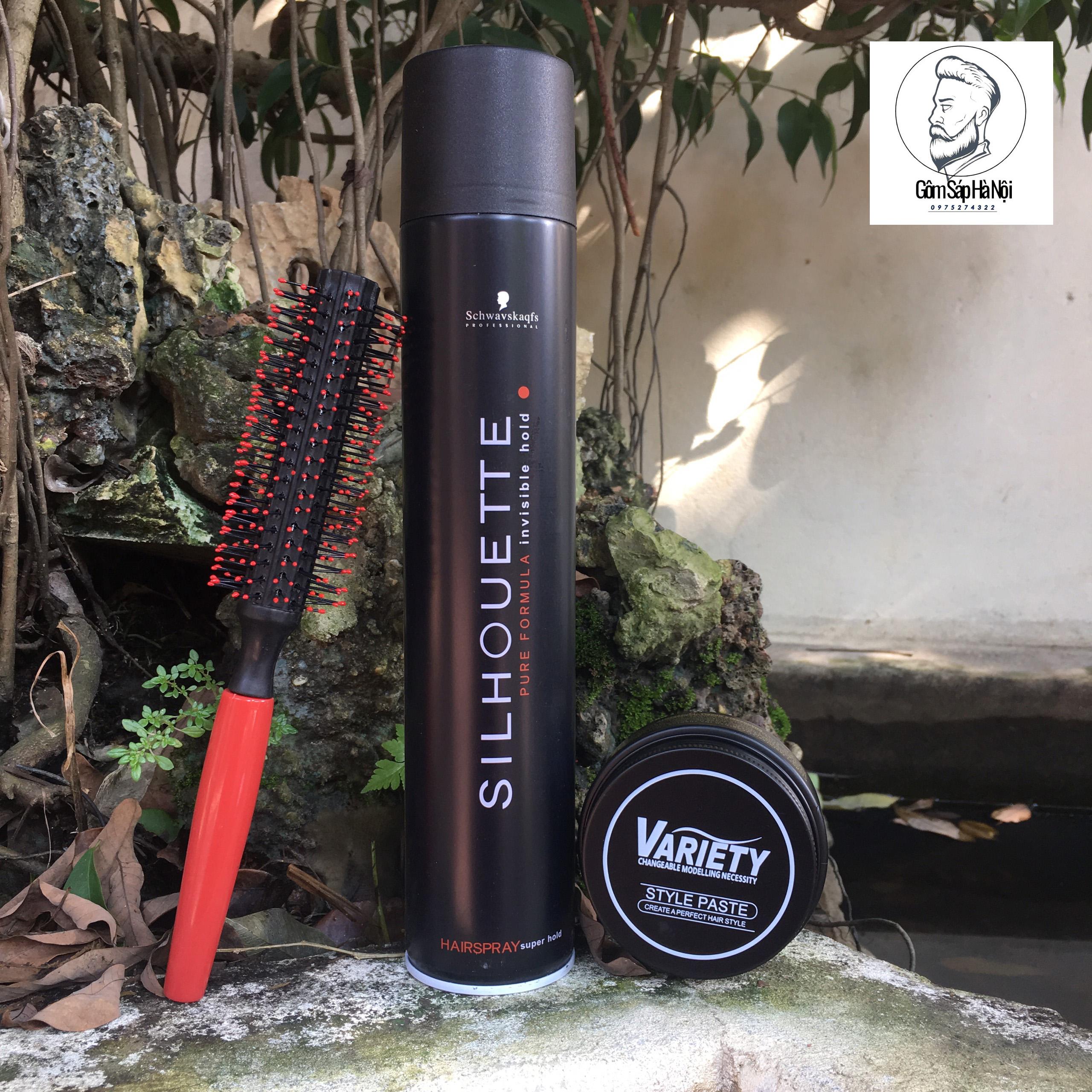 Combo Gôm Xịt Tóc Silhouette 400ML +Sáp Vuốt Tóc Variety Matte Lasting 100ml + Lược