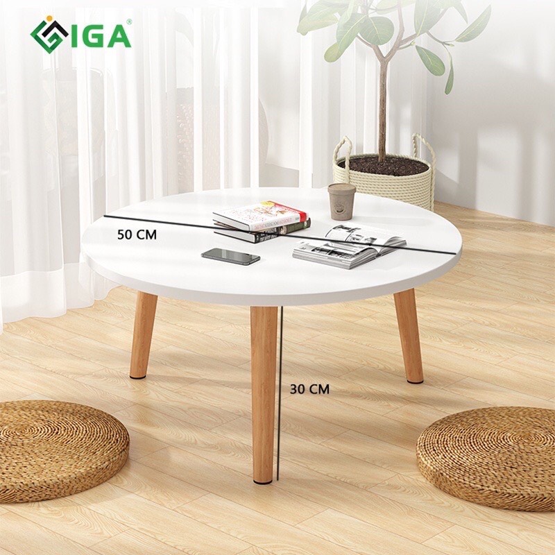 Bàn Trà Ngồi Bệt Tròn Trắng GP74