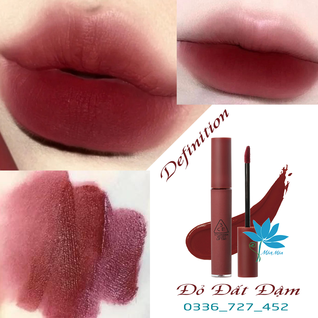 Son 3CE Velvet Lip Tint Definition – Màu Đỏ Đậm Vẻ Đẹp Sang Trọng Bền Màu Lâu Trôi