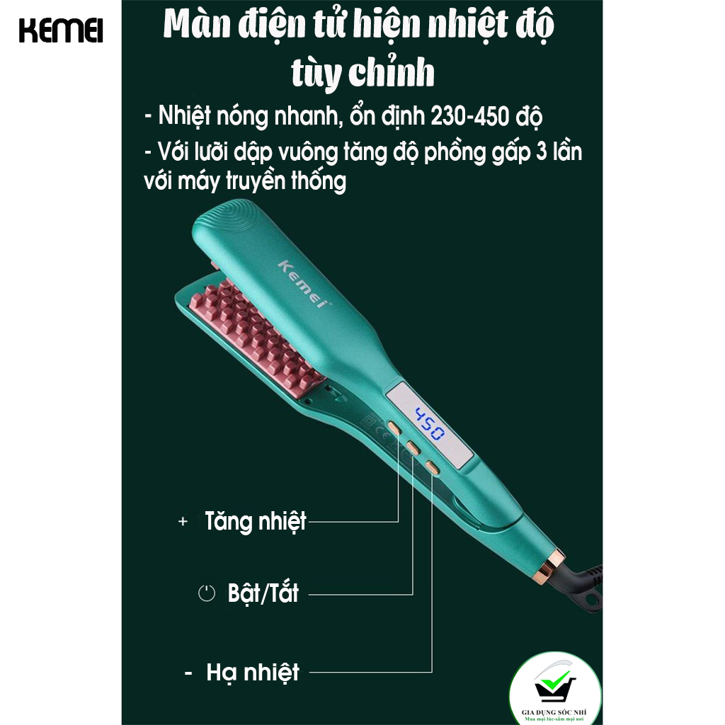 Máy Bấm Tóc Dập Xù Bấm Phồng Chân Tóc,Máy Bấm Tóc Chuyên Nghiệp KM- 1228 Bản Hot 2023 Không Lộ Mối Dập ,Tự Tạo Kiểu Tóc Ở Nhà Dễ Dàng