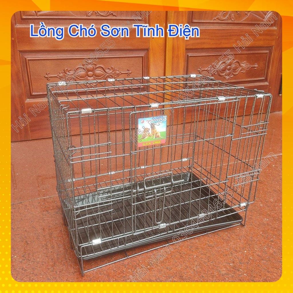 Chuồng Chó, Chuồng Mèo Gấp Gọn, Lồng Chó, Mèo Sơn Tĩnh Điện Hàng Công Ty KT 50x30x35cm- Tặng Kèm Khay Vệ Sinh