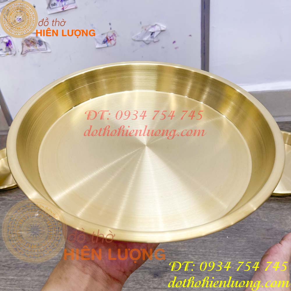 Đĩa đồng trơn đựng hoa quả đáy phẳng thờ cúng (giá 1 cái)