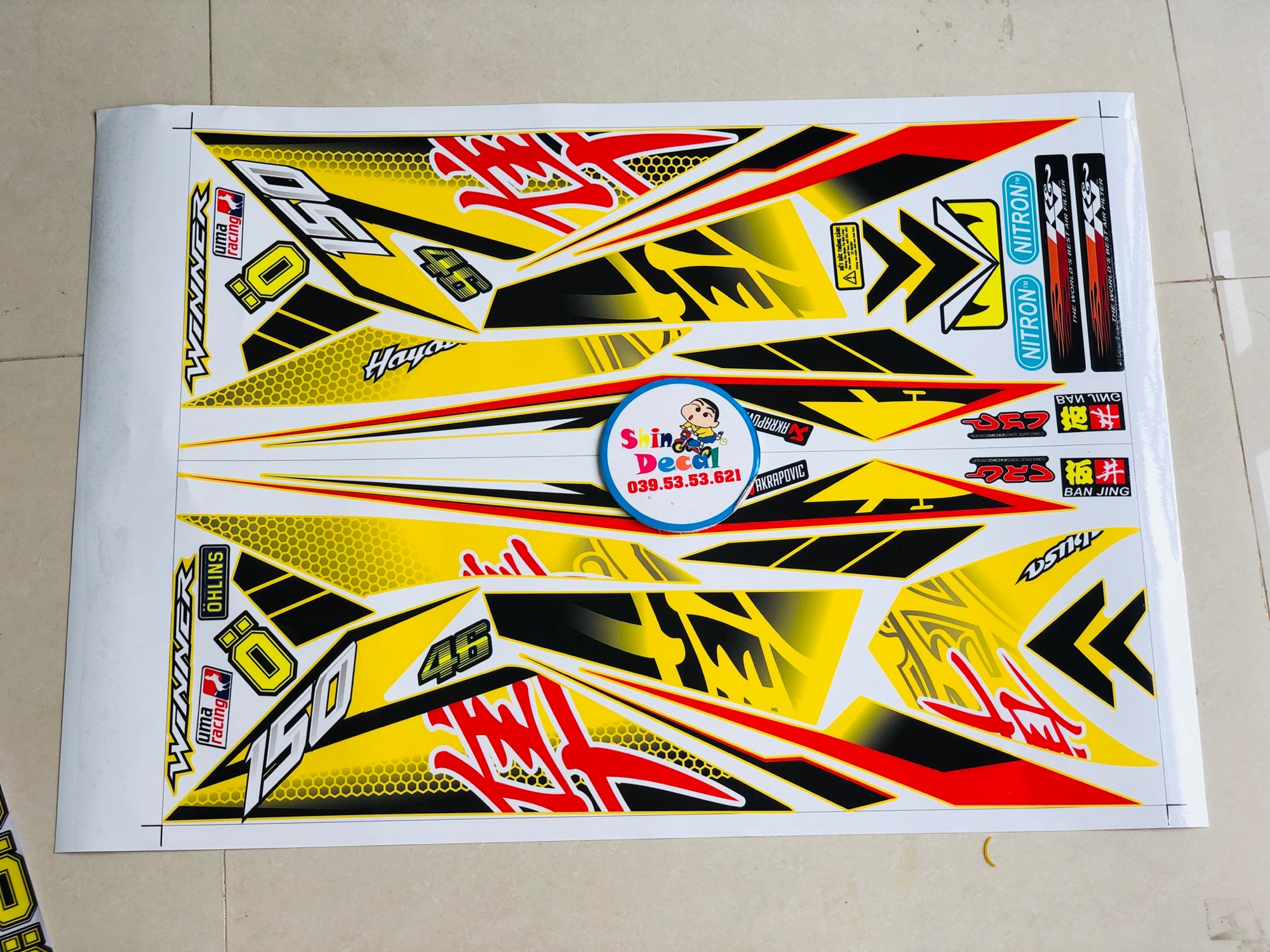 Tem rời Winner Hayabusa vàng đen