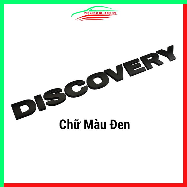 Tem dán capo xe ô tô chữ nổi 3D DISCOVERY, mặt sau logo chữ nổi có keo dính chắc chắn, màu bạc/đen