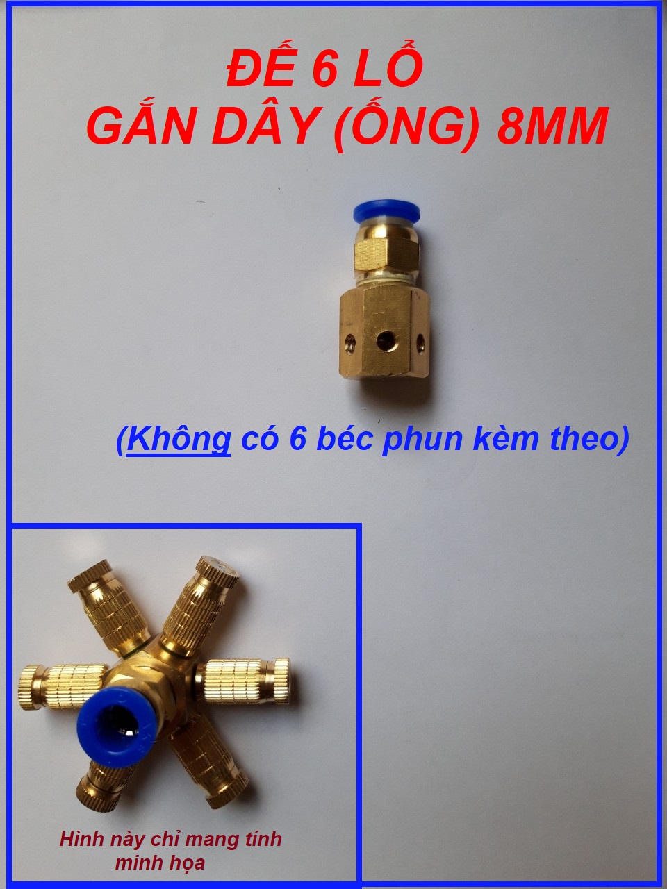 1 cái Đế 6 lổ gài dây 8mm (không bao gồm béc phun)